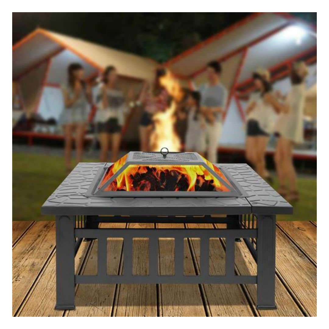Kloss 17" H x 32" W Steel Outdoor Fire Pit with Lid